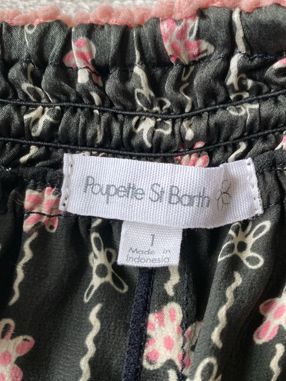 Poupette St. Barth Lulu Silk Boxer Shorts sz 1 XS black pink Daisy fringe - Picture 9 of 13